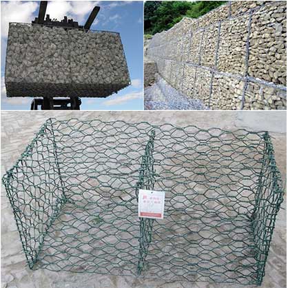 A close up picture of gabion wall .
